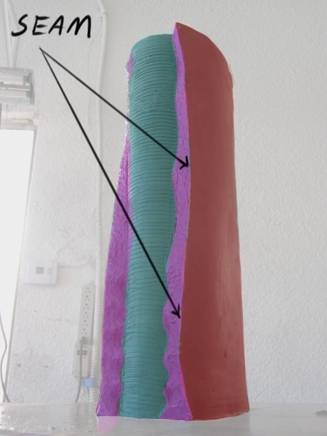 Clay maquette marked with the planned stone seams