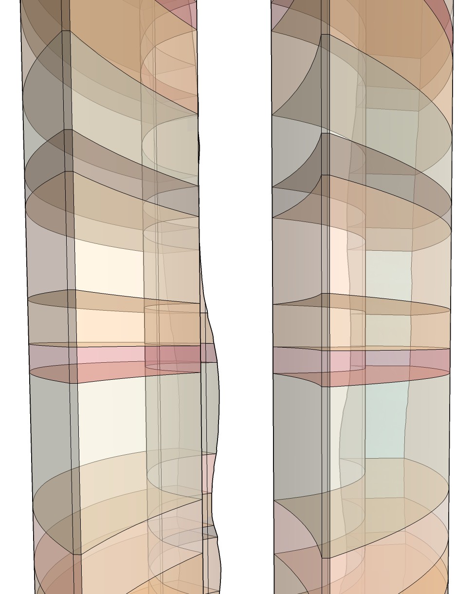 Banded column, two views